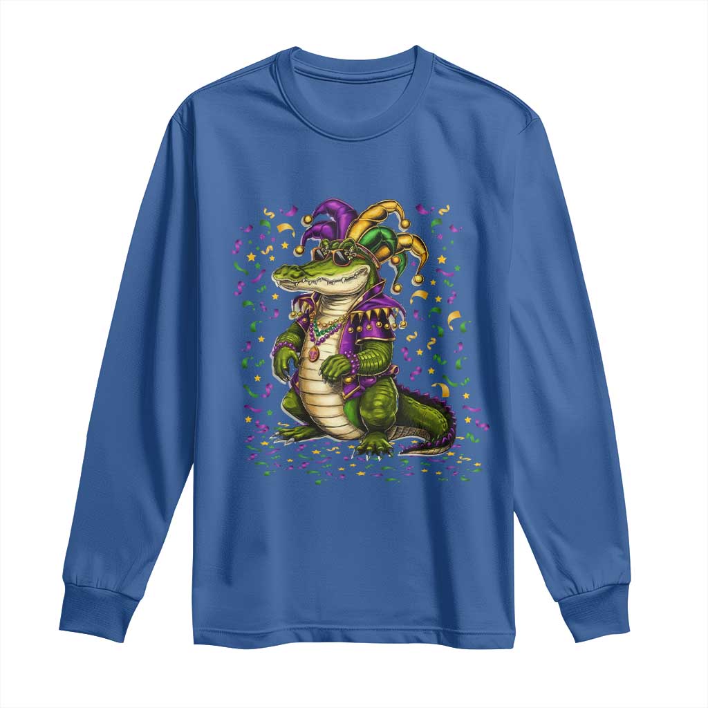 Mardigator Mardi Gras Long Sleeve Shirt Alligator Louisiana New Orleans Party Custume Beads TS10 Royal Blue Print Your Wear