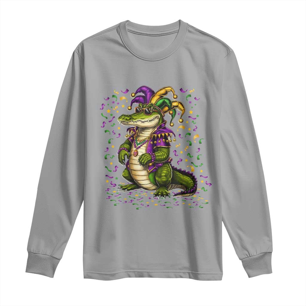 Mardigator Mardi Gras Long Sleeve Shirt Alligator Louisiana New Orleans Party Custume Beads TS10 Sport Gray Print Your Wear