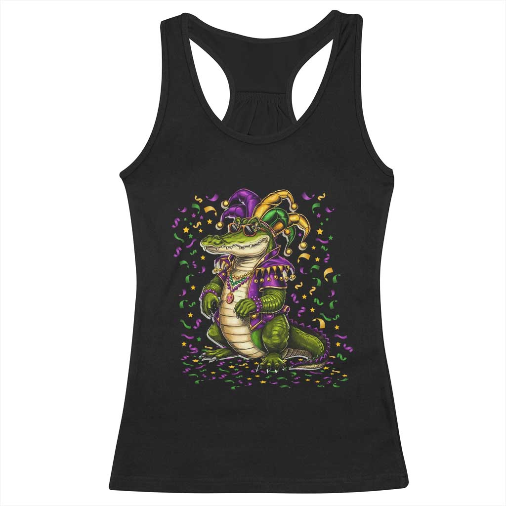 Mardigator Mardi Gras Racerback Tank Top Alligator Louisiana New Orleans Party Custume Beads TS10 Black Print Your Wear