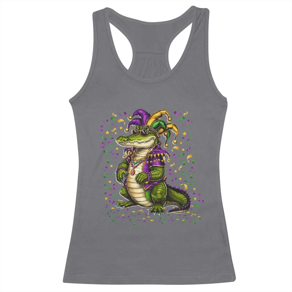 Mardigator Mardi Gras Racerback Tank Top Alligator Louisiana New Orleans Party Custume Beads TS10 Charcoal Print Your Wear