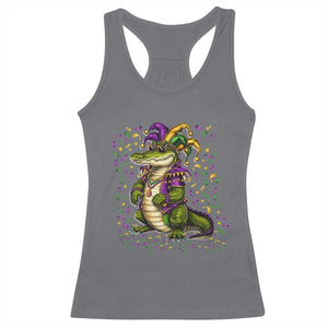 Mardigator Mardi Gras Racerback Tank Top Alligator Louisiana New Orleans Party Custume Beads TS10 Charcoal Print Your Wear