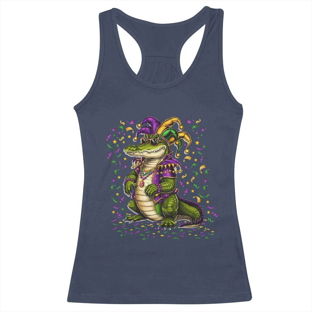 Mardigator Mardi Gras Racerback Tank Top Alligator Louisiana New Orleans Party Custume Beads TS10 Navy Print Your Wear