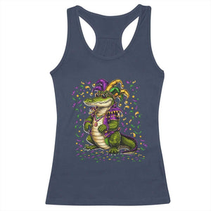 Mardigator Mardi Gras Racerback Tank Top Alligator Louisiana New Orleans Party Custume Beads TS10 Navy Print Your Wear