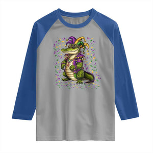 Mardigator Mardi Gras Raglan Shirt Alligator Louisiana New Orleans Party Custume Beads TS10 Sport Gray Royal Print Your Wear