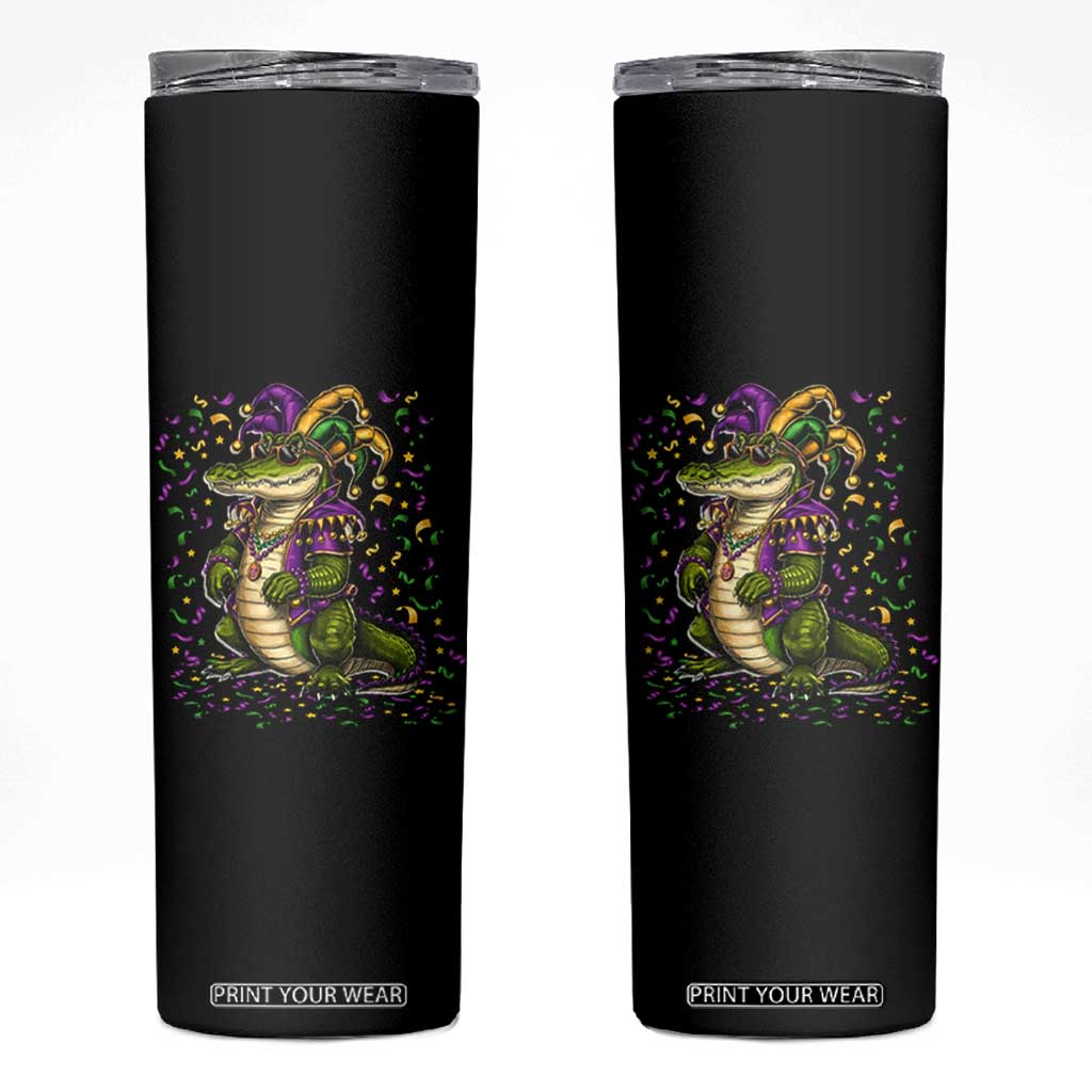Mardigator Mardi Gras Skinny Tumbler Alligator Louisiana New Orleans Party Custume Beads TS10 Black Print Your Wear