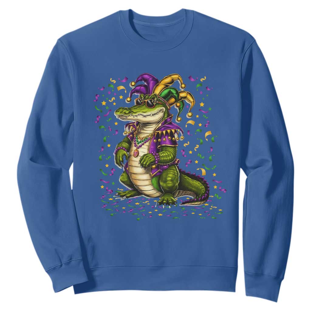 Mardigator Mardi Gras Sweatshirt Alligator Louisiana New Orleans Party Custume Beads TS10 Royal Blue Print Your Wear