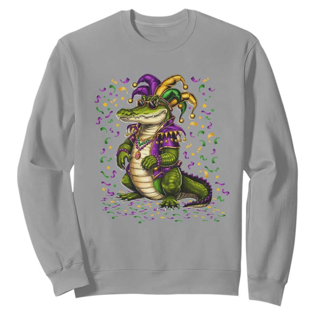 Mardigator Mardi Gras Sweatshirt Alligator Louisiana New Orleans Party Custume Beads TS10 Sport Gray Print Your Wear