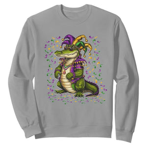 Mardigator Mardi Gras Sweatshirt Alligator Louisiana New Orleans Party Custume Beads TS10 Sport Gray Print Your Wear