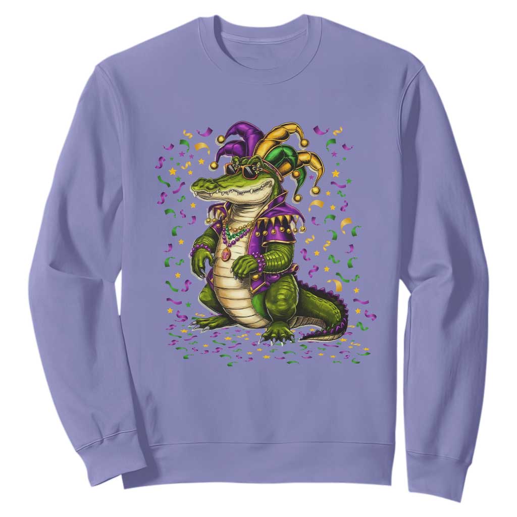 Mardigator Mardi Gras Sweatshirt Alligator Louisiana New Orleans Party Custume Beads TS10 Violet Print Your Wear