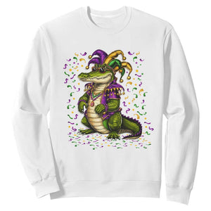 Mardigator Mardi Gras Sweatshirt Alligator Louisiana New Orleans Party Custume Beads TS10 White Print Your Wear