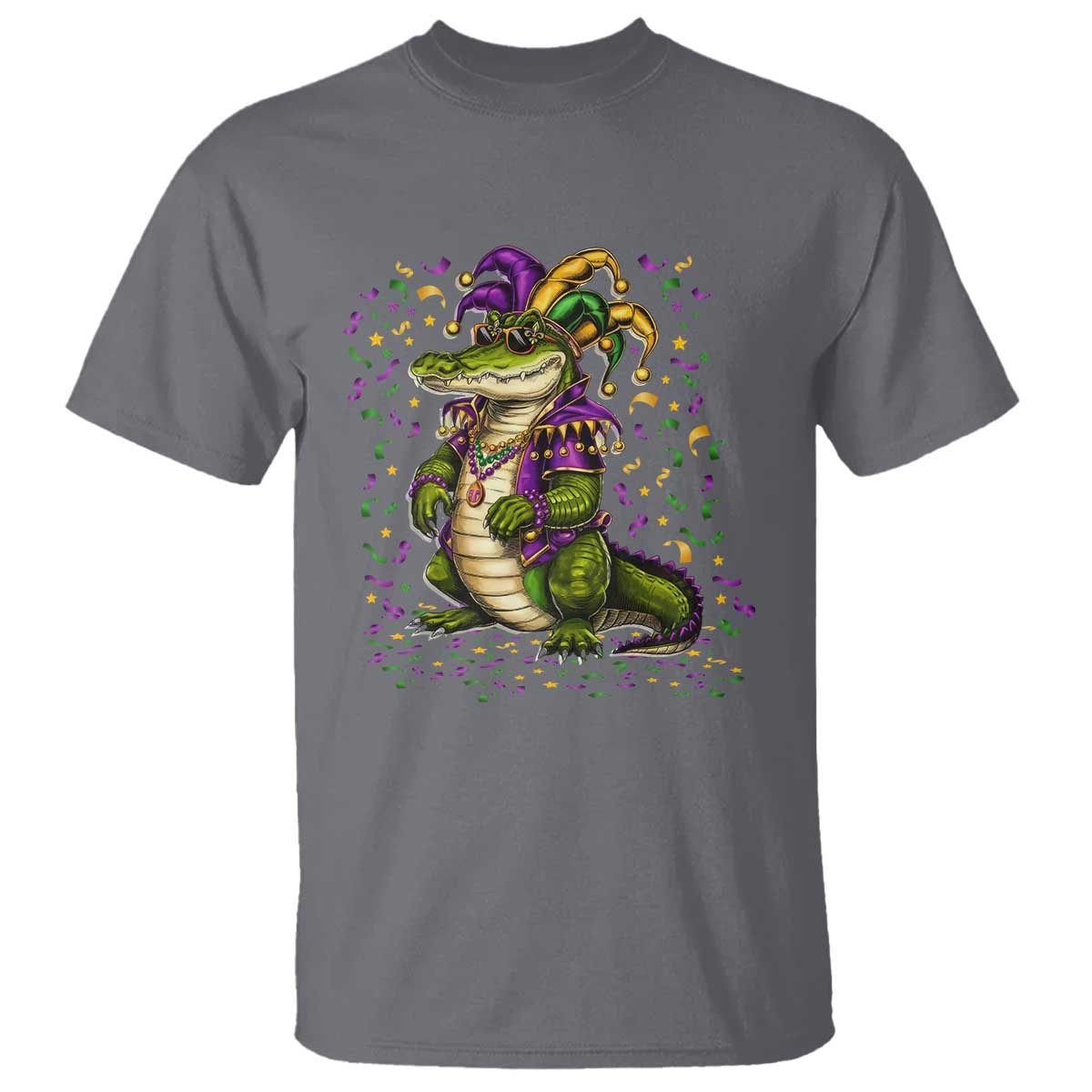 Mardigator Mardi Gras T Shirt Alligator Louisiana New Orleans Party Custume Beads TS10 Charcoal Print Your Wear