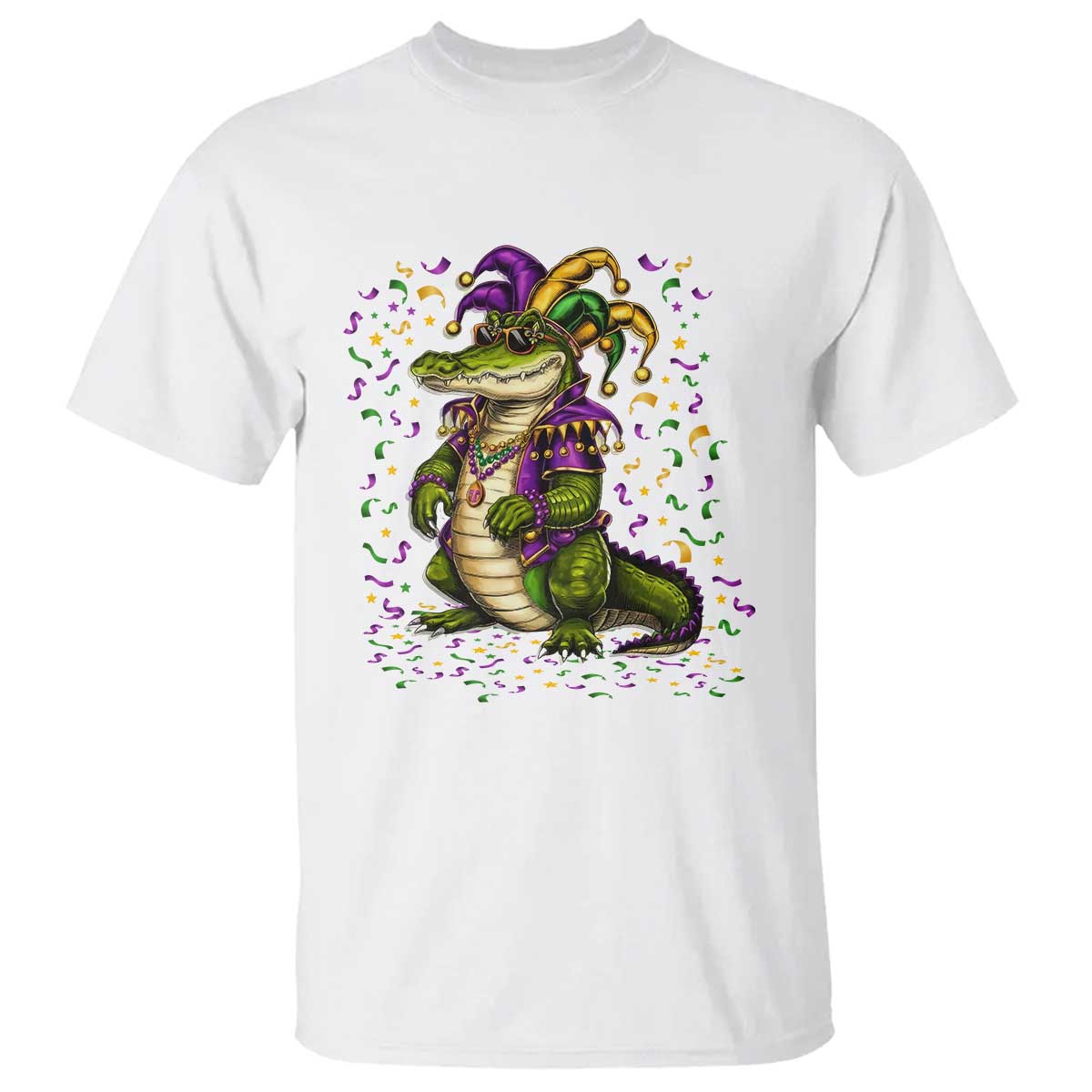 Mardigator Mardi Gras T Shirt Alligator Louisiana New Orleans Party Custume Beads TS10 White Print Your Wear