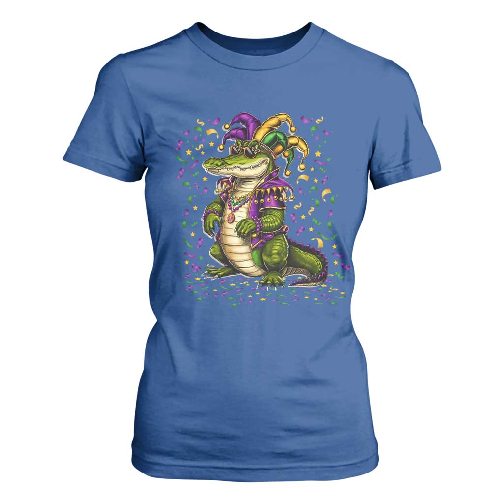 Mardigator Mardi Gras T Shirt For Women Alligator Louisiana New Orleans Party Custume Beads TS10 Royal Blue Print Your Wear