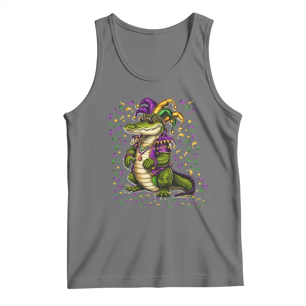 Mardigator Mardi Gras Tank Top Alligator Louisiana New Orleans Party Custume Beads TS10 Black Heather Print Your Wear