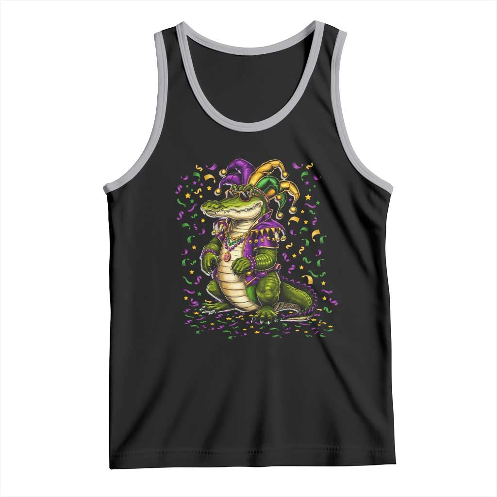 Mardigator Mardi Gras Tank Top Alligator Louisiana New Orleans Party Custume Beads TS10 Black Athletic Heather Print Your Wear