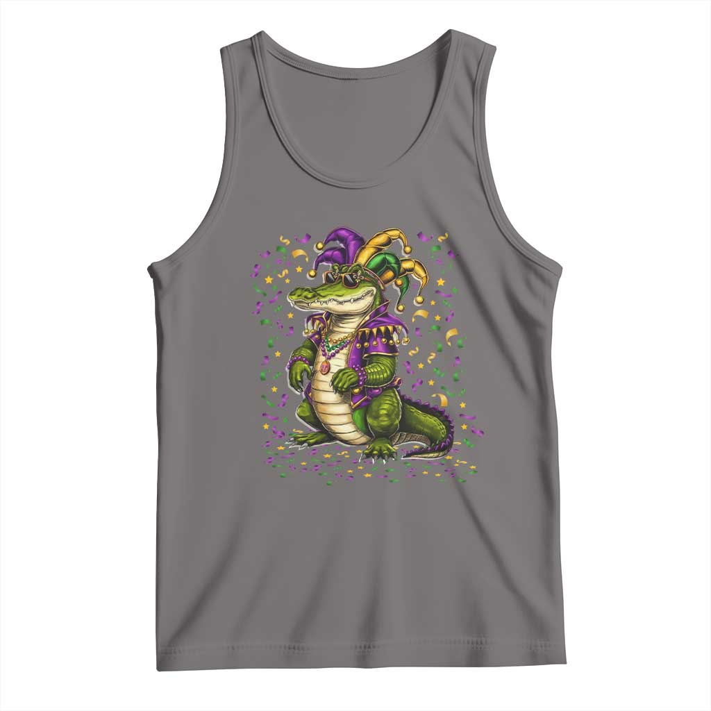 Mardigator Mardi Gras Tank Top Alligator Louisiana New Orleans Party Custume Beads TS10 Deep Heather Print Your Wear