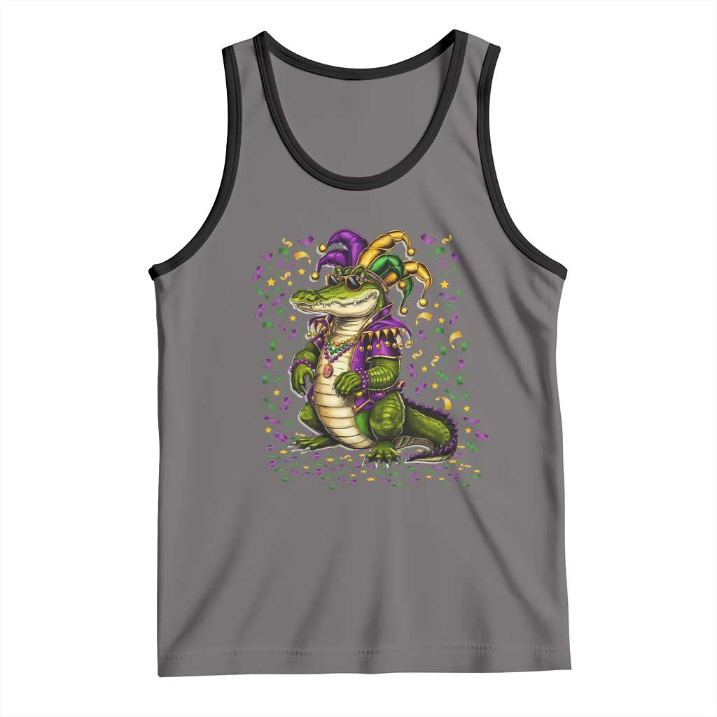 Mardigator Mardi Gras Tank Top Alligator Louisiana New Orleans Party Custume Beads TS10 Deep Heather Black Print Your Wear