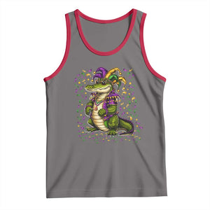 Mardigator Mardi Gras Tank Top Alligator Louisiana New Orleans Party Custume Beads TS10 Deep Heather Red Print Your Wear