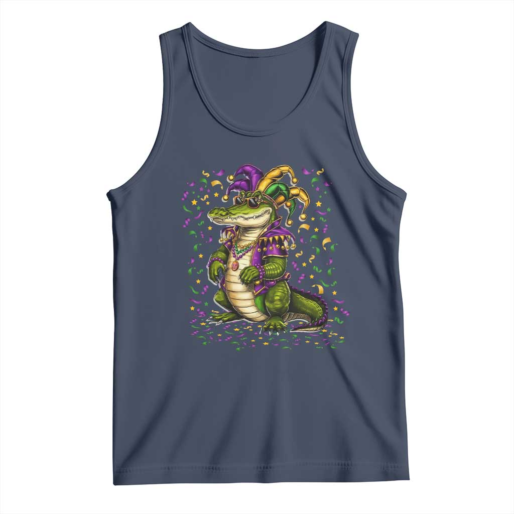 Mardigator Mardi Gras Tank Top Alligator Louisiana New Orleans Party Custume Beads TS10 Navy Print Your Wear