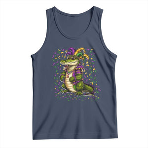 Mardigator Mardi Gras Tank Top Alligator Louisiana New Orleans Party Custume Beads TS10 Navy Print Your Wear