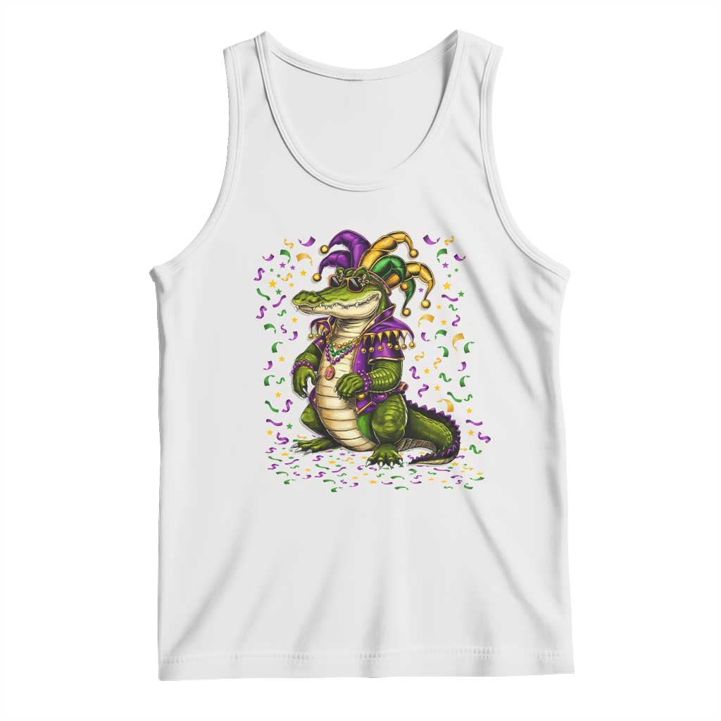 Mardigator Mardi Gras Tank Top Alligator Louisiana New Orleans Party Custume Beads TS10 White Print Your Wear