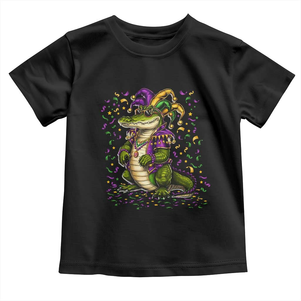 Mardigator Mardi Gras Toddler T Shirt Alligator Louisiana New Orleans Party Custume Beads TS10 Black Print Your Wear