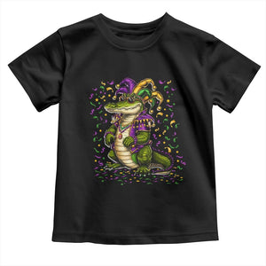 Mardigator Mardi Gras Toddler T Shirt Alligator Louisiana New Orleans Party Custume Beads TS10 Black Print Your Wear