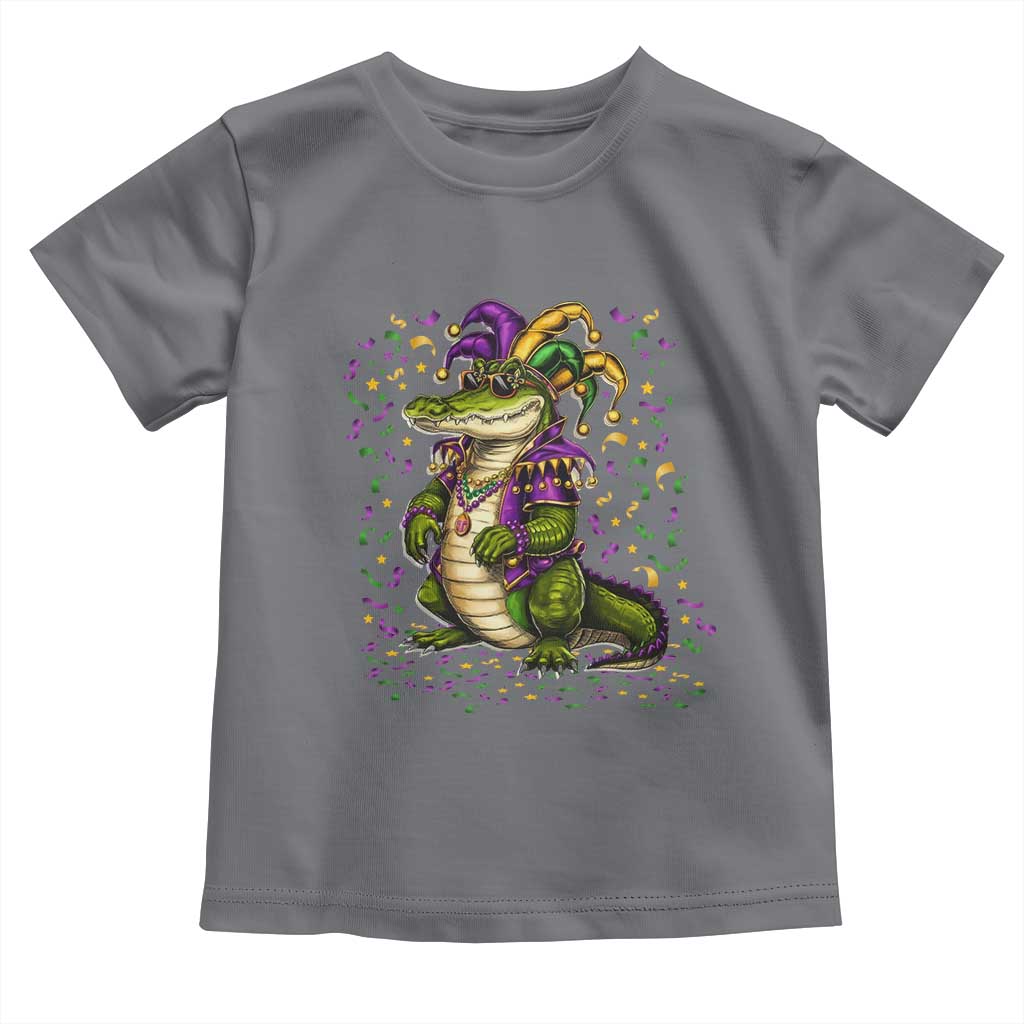 Mardigator Mardi Gras Toddler T Shirt Alligator Louisiana New Orleans Party Custume Beads TS10 Charcoal Print Your Wear