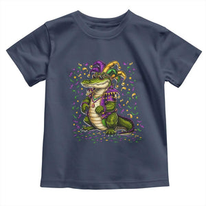 Mardigator Mardi Gras Toddler T Shirt Alligator Louisiana New Orleans Party Custume Beads TS10 Navy Print Your Wear
