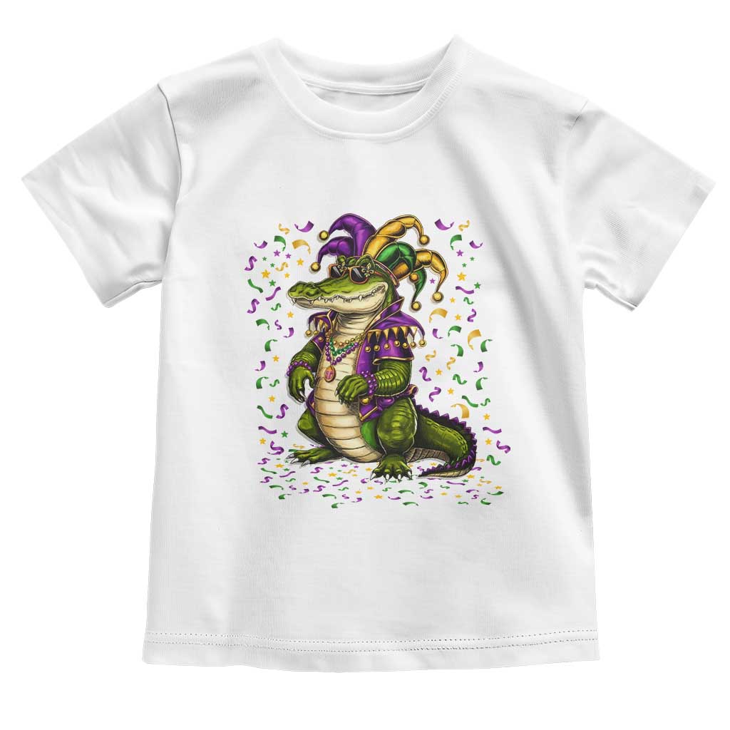 Mardigator Mardi Gras Toddler T Shirt Alligator Louisiana New Orleans Party Custume Beads TS10 White Print Your Wear