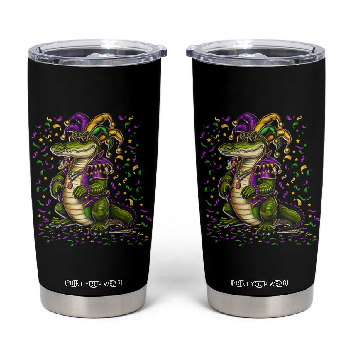Mardigator Mardi Gras Tumbler Cup Alligator Louisiana New Orleans Party Custume Beads TS10 Black Print Your Wear