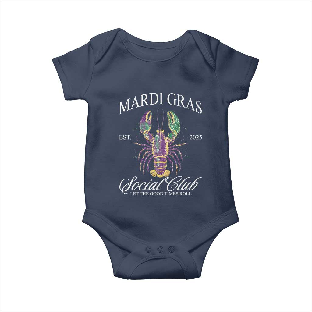 Mardi Gras Baby Onesie The Carnival Social Club Louisiana Crawfish Glitter Print TS10 Navy Print Your Wear