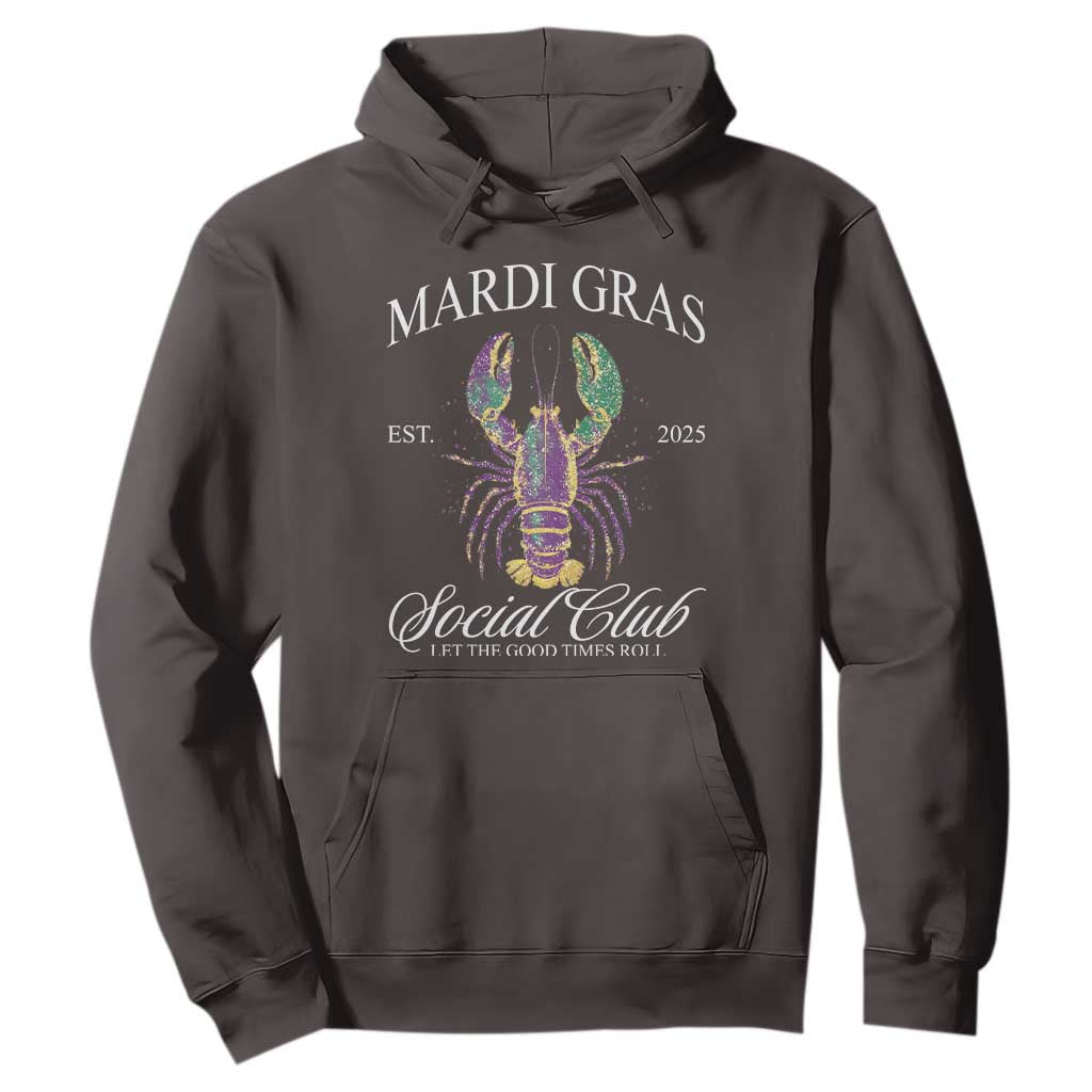 Mardi Gras Hoodie The Carnival Social Club Louisiana Crawfish Glitter Print TS10 Dark Chocolate Print Your Wear