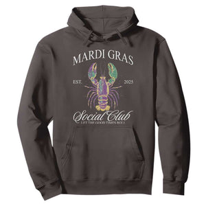 Mardi Gras Hoodie The Carnival Social Club Louisiana Crawfish Glitter Print TS10 Dark Chocolate Print Your Wear