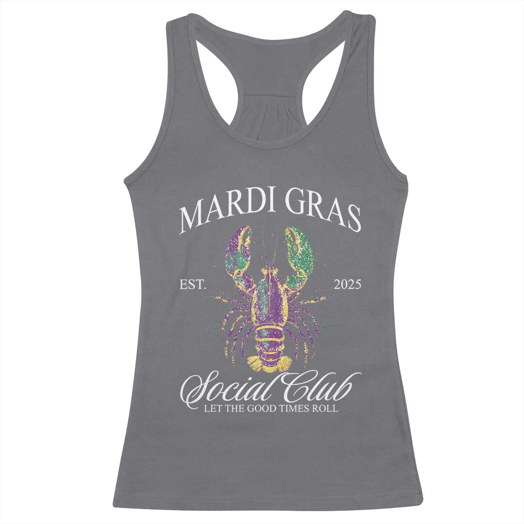 Mardi Gras Racerback Tank Top The Carnival Social Club Louisiana Crawfish Glitter Print TS10 Charcoal Print Your Wear
