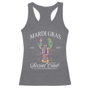 Mardi Gras Racerback Tank Top The Carnival Social Club Louisiana Crawfish Glitter Print TS10 Charcoal Print Your Wear
