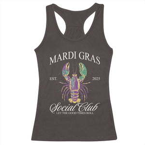 Mardi Gras Racerback Tank Top The Carnival Social Club Louisiana Crawfish Glitter Print TS10 Dark Chocolate Print Your Wear