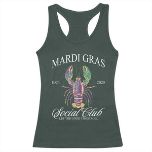 Mardi Gras Racerback Tank Top The Carnival Social Club Louisiana Crawfish Glitter Print TS10 Dark Forest Green Print Your Wear