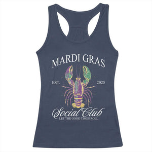 Mardi Gras Racerback Tank Top The Carnival Social Club Louisiana Crawfish Glitter Print TS10 Navy Print Your Wear