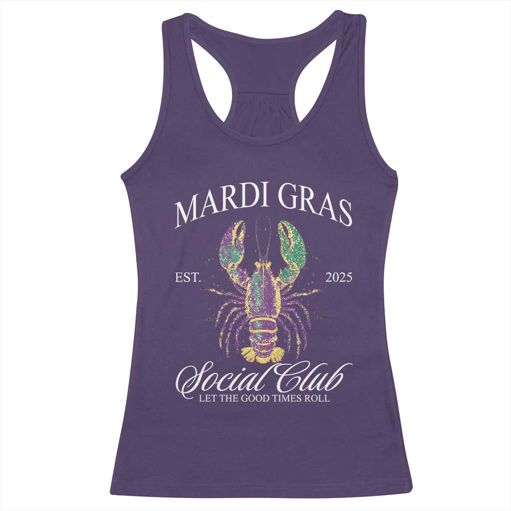Mardi Gras Racerback Tank Top The Carnival Social Club Louisiana Crawfish Glitter Print TS10 Purple Print Your Wear
