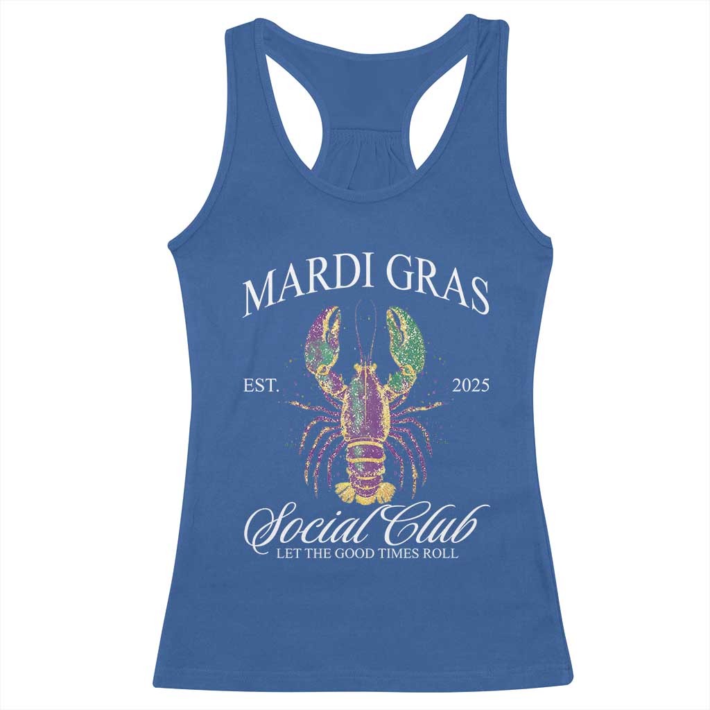 Mardi Gras Racerback Tank Top The Carnival Social Club Louisiana Crawfish Glitter Print TS10 Royal Blue Print Your Wear
