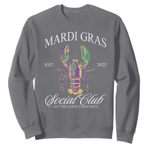 Mardi Gras Sweatshirt The Carnival Social Club Louisiana Crawfish Glitter Print TS10 Charcoal Print Your Wear