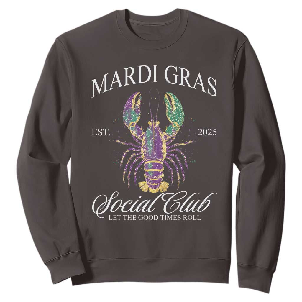 Mardi Gras Sweatshirt The Carnival Social Club Louisiana Crawfish Glitter Print TS10 Dark Chocolate Print Your Wear
