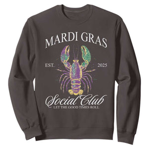 Mardi Gras Sweatshirt The Carnival Social Club Louisiana Crawfish Glitter Print TS10 Dark Chocolate Print Your Wear