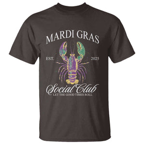 Mardi Gras T Shirt The Carnival Social Club Louisiana Crawfish Glitter Print TS10 Dark Chocolate Print Your Wear