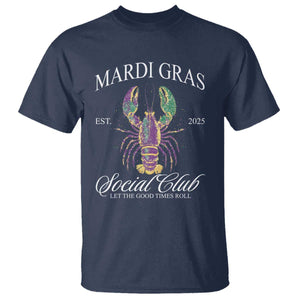 Mardi Gras T Shirt The Carnival Social Club Louisiana Crawfish Glitter Print TS10 Navy Print Your Wear