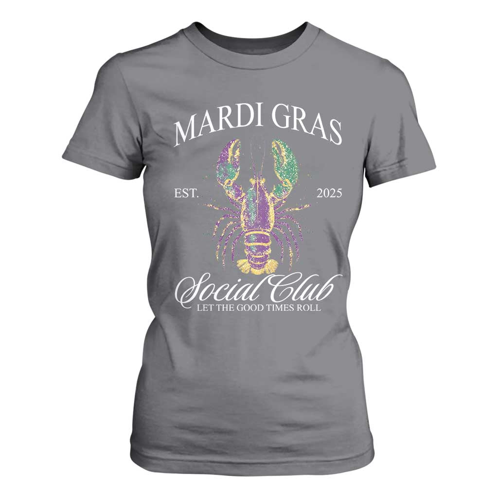 Mardi Gras T Shirt For Women The Carnival Social Club Louisiana Crawfish Glitter Print TS10 Charcoal Print Your Wear