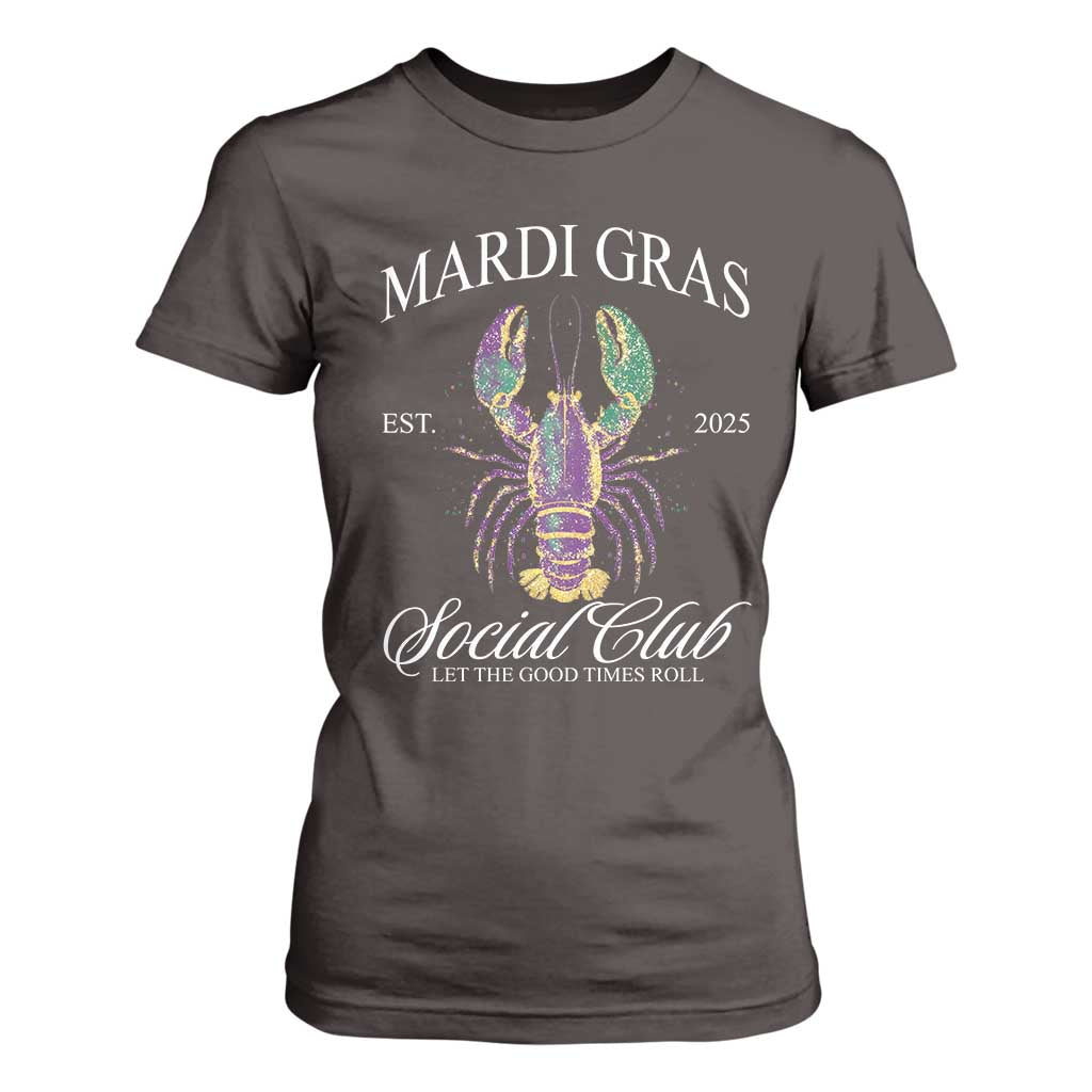 Mardi Gras T Shirt For Women The Carnival Social Club Louisiana Crawfish Glitter Print TS10 Dark Chocolate Print Your Wear