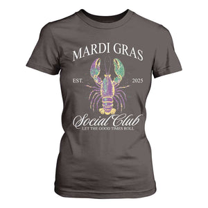 Mardi Gras T Shirt For Women The Carnival Social Club Louisiana Crawfish Glitter Print TS10 Dark Chocolate Print Your Wear