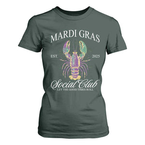 Mardi Gras T Shirt For Women The Carnival Social Club Louisiana Crawfish Glitter Print TS10 Dark Forest Green Print Your Wear
